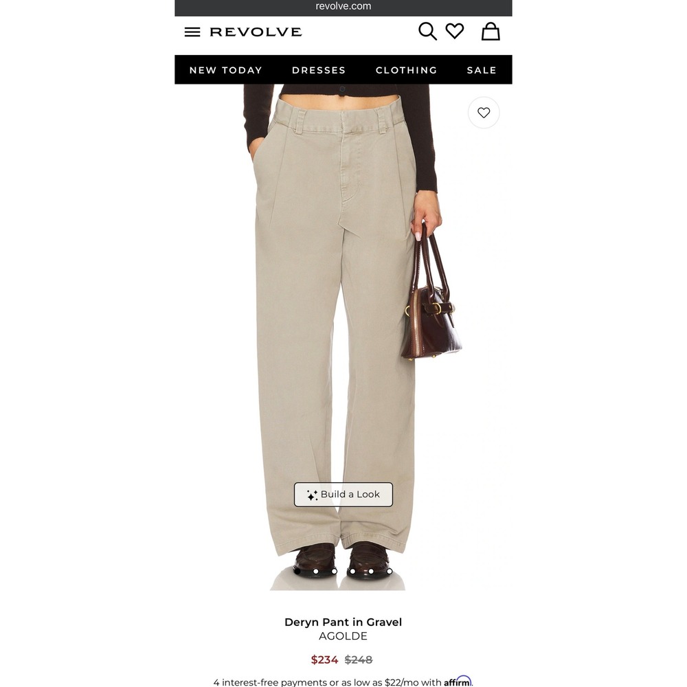 AGOLDE 25 Grey Deryn Pant Wide Leg Chino High Rise Regenerative Cotton Trousers - Picture 11 of 12